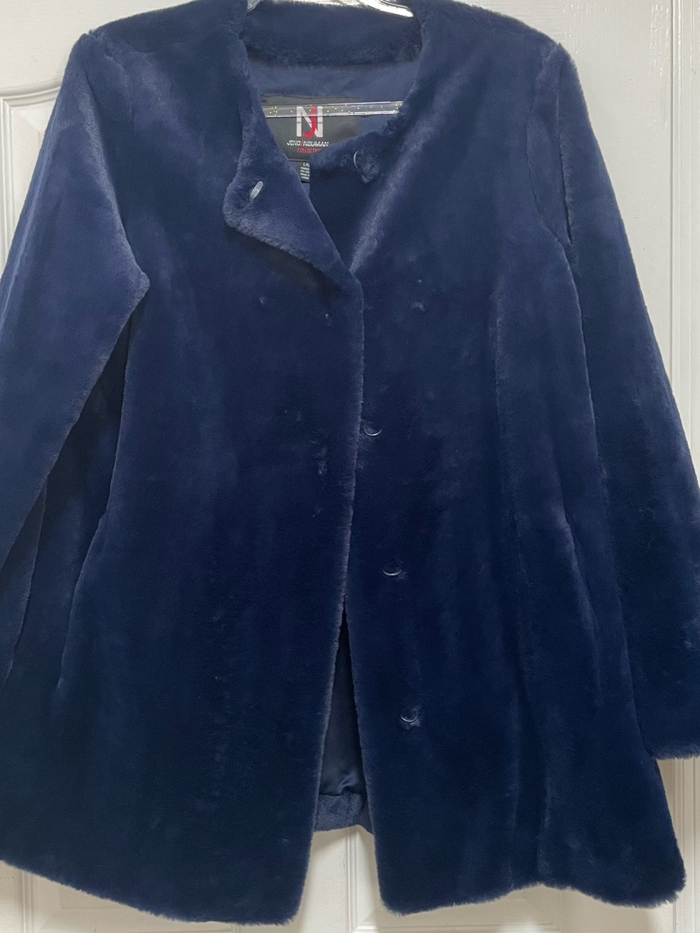 Jeno Neuman Navy Teddy Faux-Fur Coat